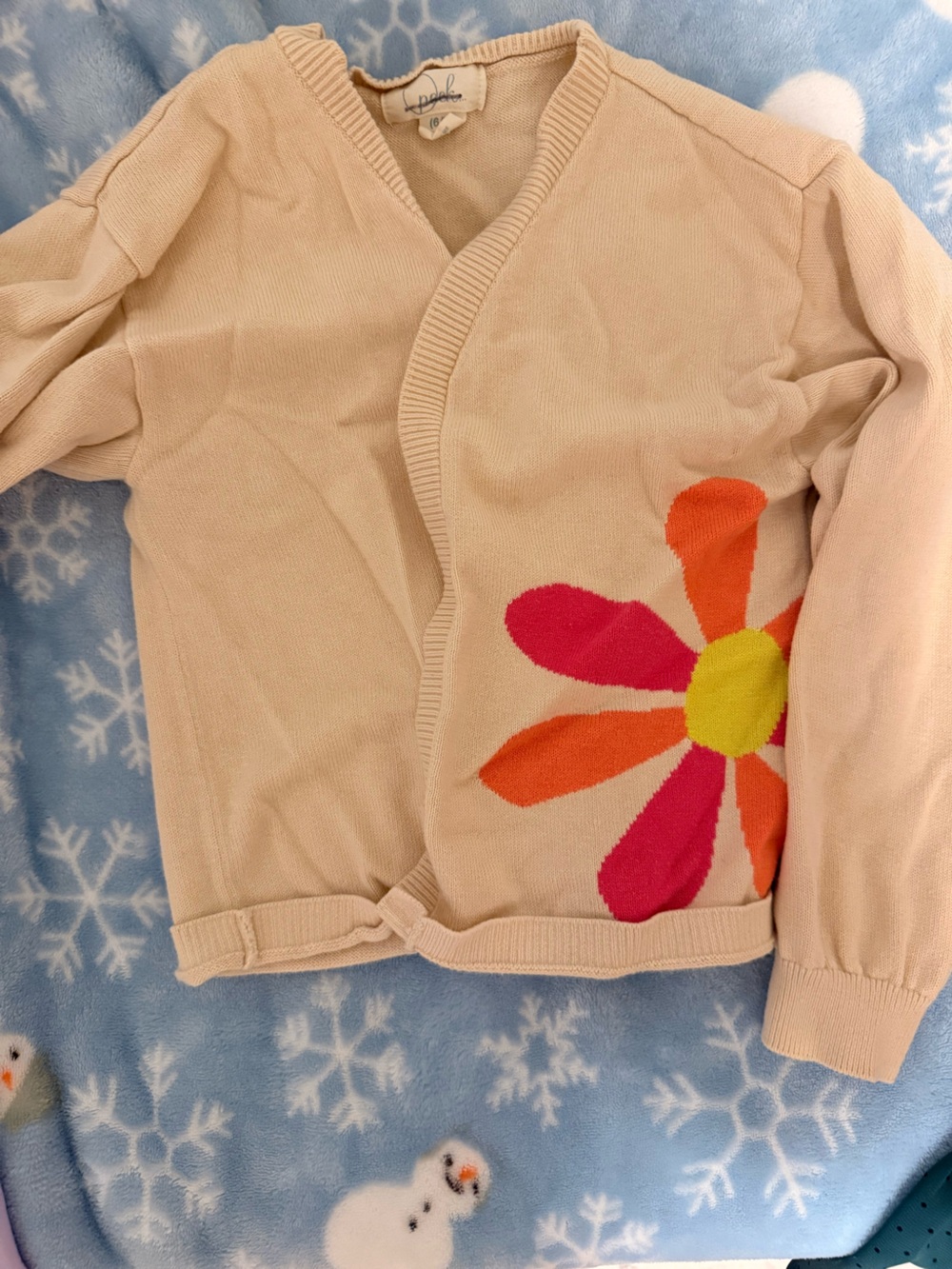 Peek Girls Cream Cardigan with Bright Flower